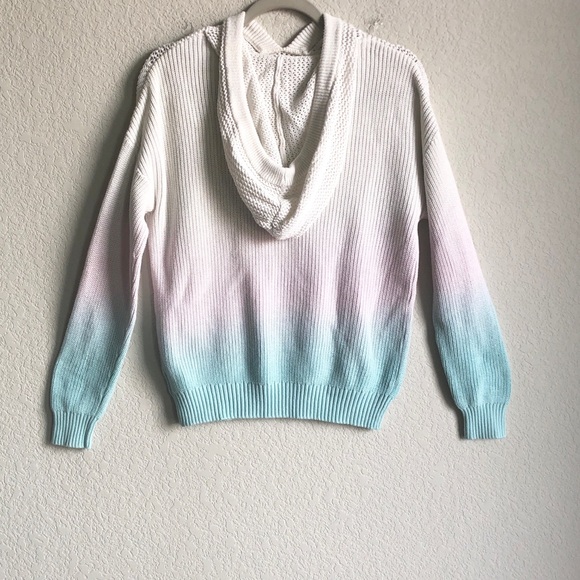 Anthropologie Ombré Sweater Hoodie Pink Blue Large Cotton Blend Pullover - Picture 4 of 14